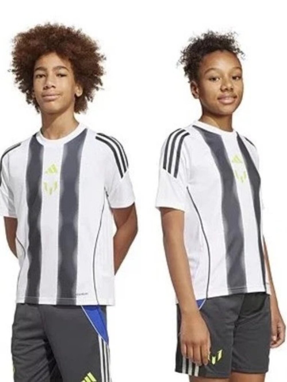 adidas Kids Messi Training Jersey White Black Soccer Shirt - Size: M